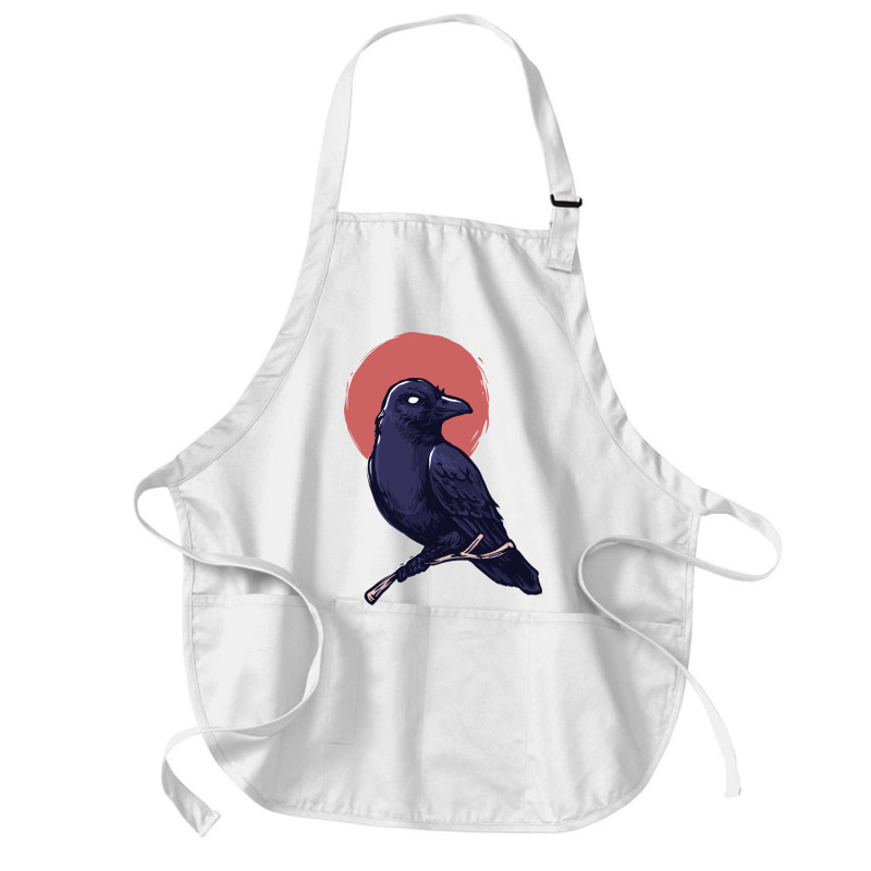 Crow, Bird, Birds, Black, Moon, Animal, Animals Medium-length Apron | Artistshot