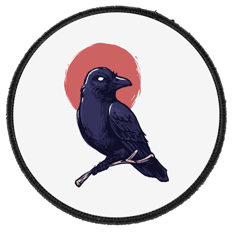 Crow, Bird, Birds, Black, Moon, Animal, Animals Round Patch | Artistshot