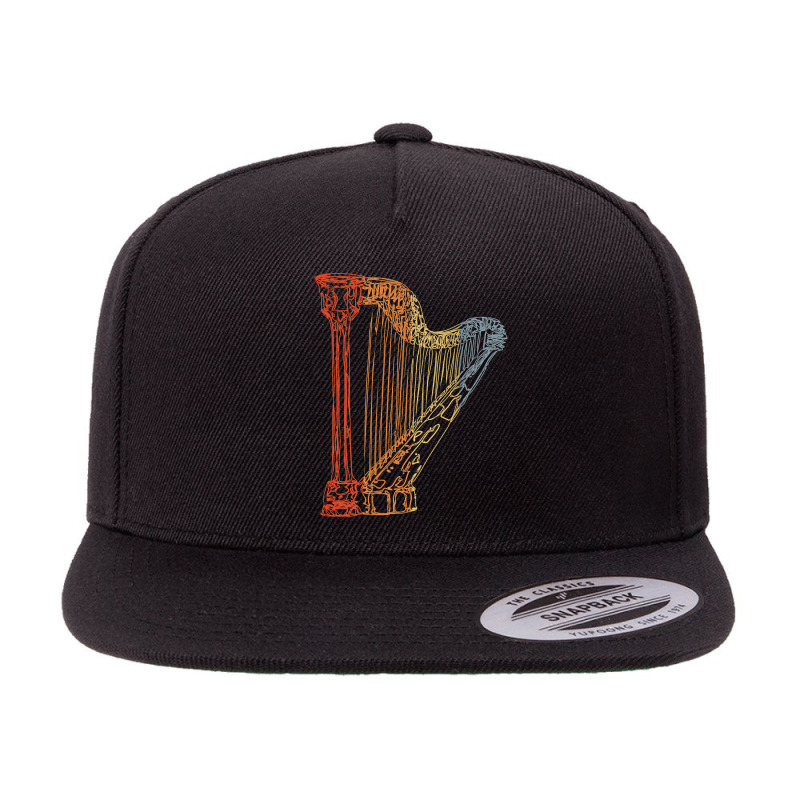 Vintage Harp Drawing Harpist Sketch T Shirt 5 Panel Snapback Cap | Artistshot