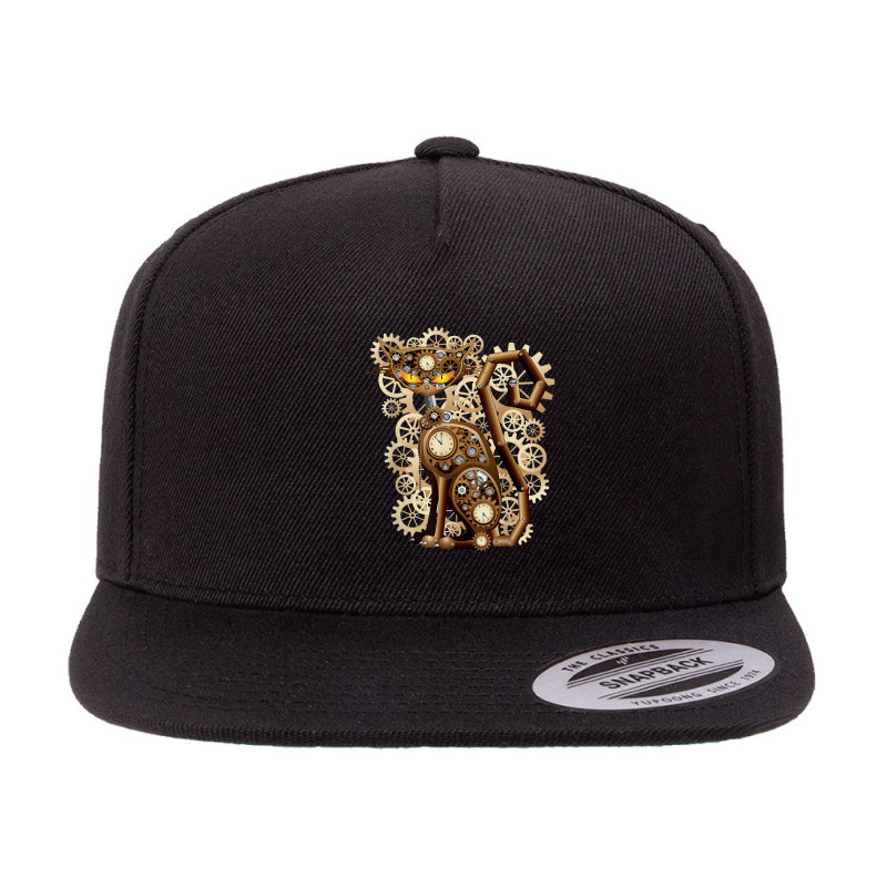 Steampunk Vintage Clockwork Cat T-shirt 5 panel snapback cap by cm-arts | Artistshot