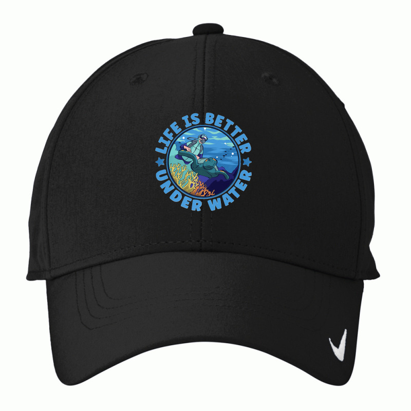 Life Is Better Under Water Marine Biology Scuba Diver Premium Nike Dri-fit Cap | Artistshot