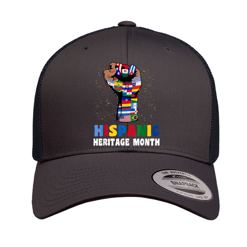 Hispanic Heritage Month Colorful Countries Flags Latinx Hand T Shirt Retro Trucker Cap by cm-arts | Artistshot