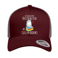 Easily Distracted By Cats And Books Cat & Book Lover Retro Trucker Cap | Artistshot