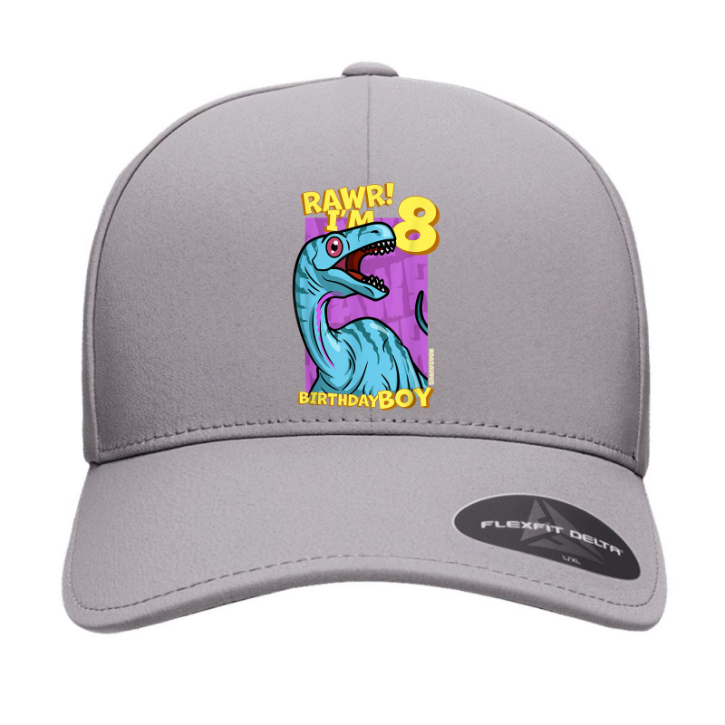 Rawr! I'm 8 Birthday Boys 8th Birthday Dino Noasaurus T Shirt Seamless Cap | Artistshot