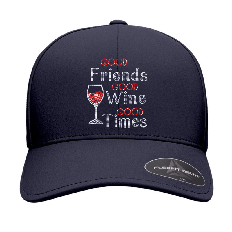 Womens Good Friends Good Wine Good Times Bling Rhinestone V Neck T Shi Seamless Cap by cm-arts | Artistshot