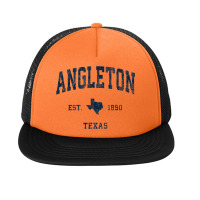 Angleton Texas Tx Vintage Athletic Navy Sports Design Foam Snapback Hat | Artistshot