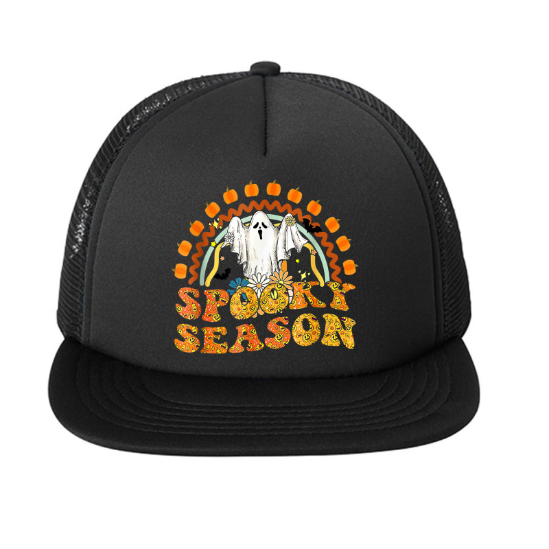 Spooky Season Pumpkin Floral Ghost Rainbow Groovy Halloween Foam Snapback Hat | Artistshot