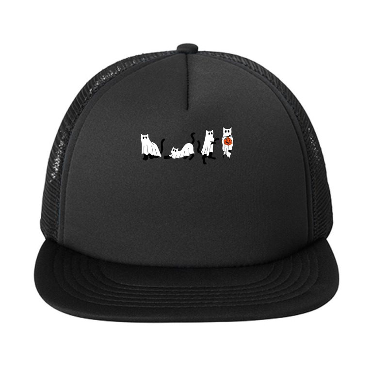 Black Cats And Pumpkin Halloween Cat Lovers Costume Ghost Foam Snapback Hat | Artistshot