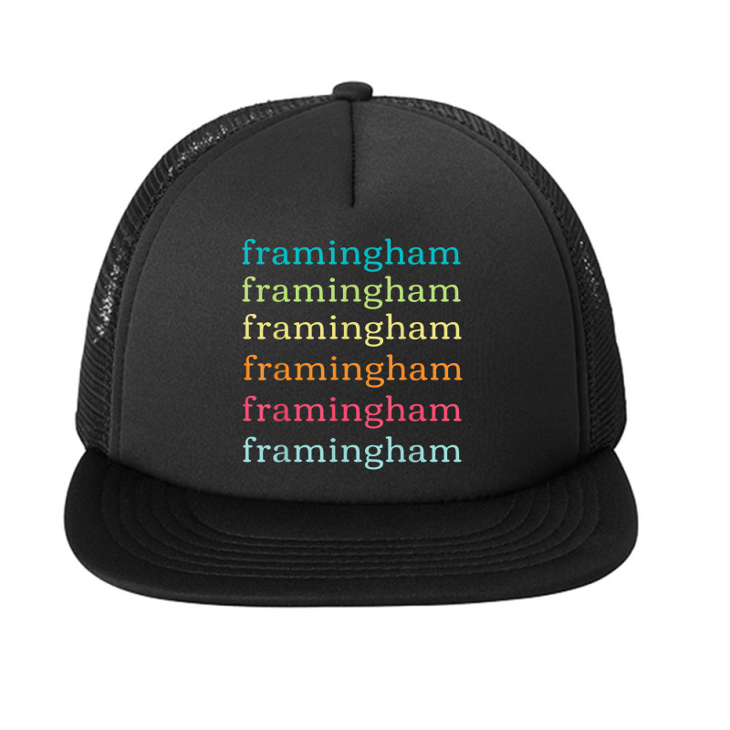 Framingham Massachusetts (ma) Cute And Colorful Text Foam Snapback hat by Sombre | Artistshot