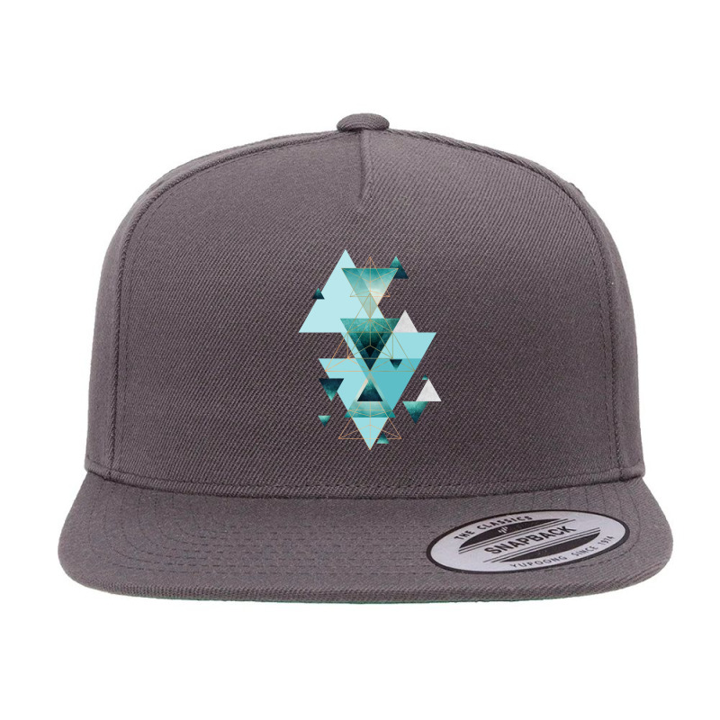 Geometric Triangle Compilation In Teal.png 5 Panel Snapback Cap | Artistshot