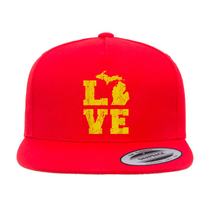 Michigan Love Mi Vintage 5 Panel Snapback Cap | Artistshot