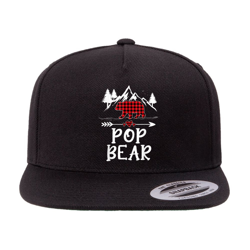 Mens Pop Bear Christmas Pajama Red Plaid Buffalo Matching 5 Panel Snapback Cap | Artistshot