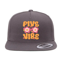 Kids Five Is A Vibe Groovy 5th Birthday Theme Fifth Bday Flower 5 Panel Snapback Cap | Artistshot