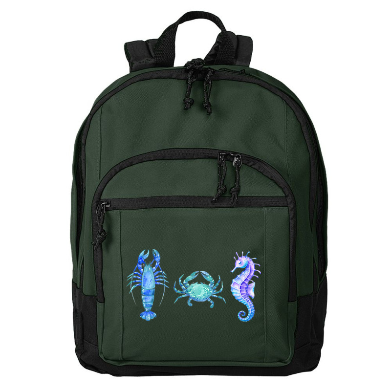 Crustaceancore Ocean Blush Crustacean Lobster Crab Seahorse Basic Backpack | Artistshot