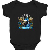 Happy Hanukkah Moose Menorah Jewish Baby Bodysuit | Artistshot