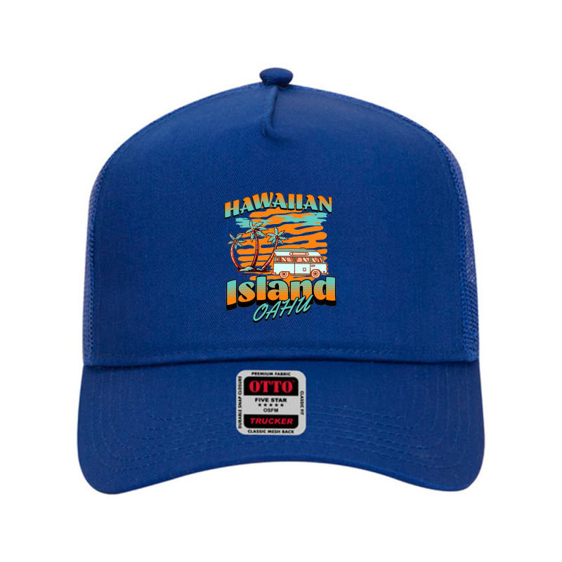 Hawaiian Island Oahu Mesh Back Trucker Hat by slawers | Artistshot