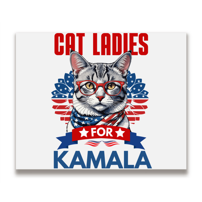 Cat Ladies For Kamala 2024 Metal Print Horizontal | Artistshot