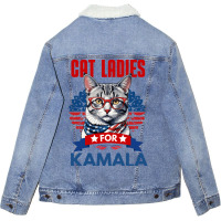 Cat Ladies For Kamala 2024 Unisex Sherpa-lined Denim Jacket | Artistshot