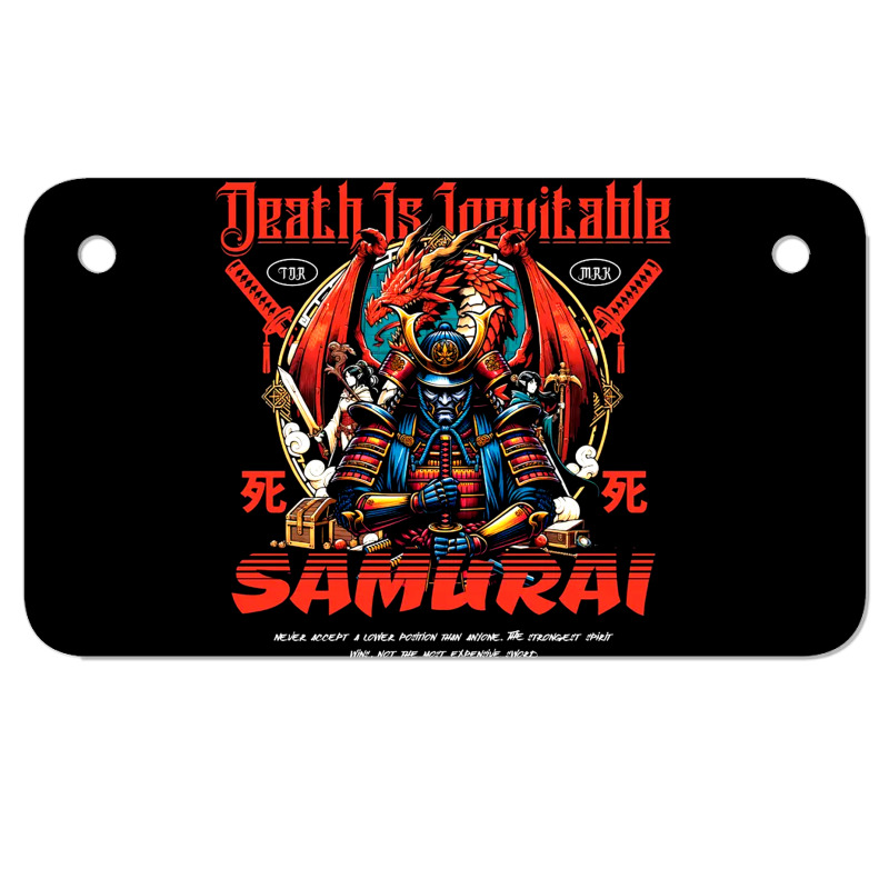 Samurai - Death Is Inevitable Motorcycle License Plate | Artistshot