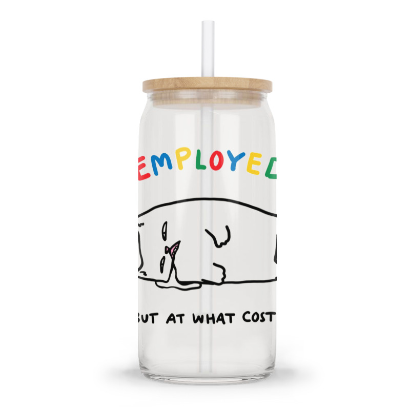 Employed But At What Cost Cat Glass Tumbler | Artistshot