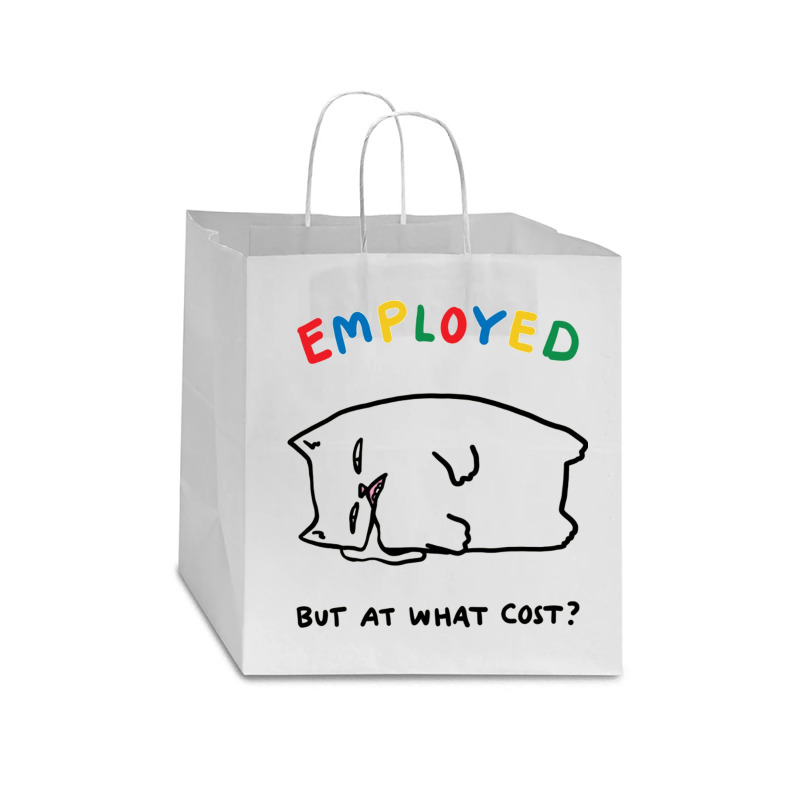 Employed But At What Cost Cat Star Paper Bag - 13 X 7 X 13 | Artistshot