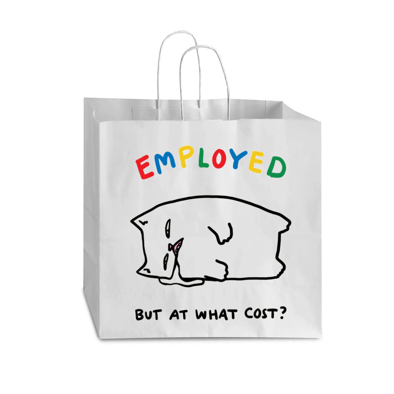 Employed But At What Cost Cat Vogue Paper Bag - 16 X 6 X 12 | Artistshot