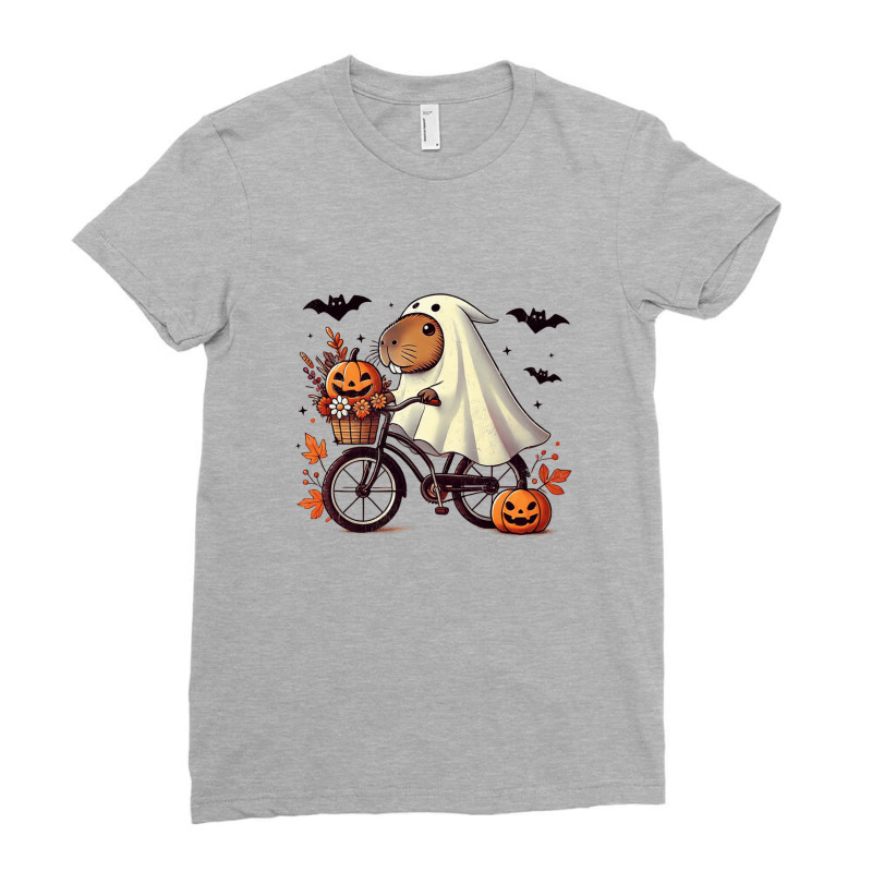 Funny Vintage Capybara Biking Halloween Ladies Fitted T-Shirt by Teresa Simmons | Artistshot