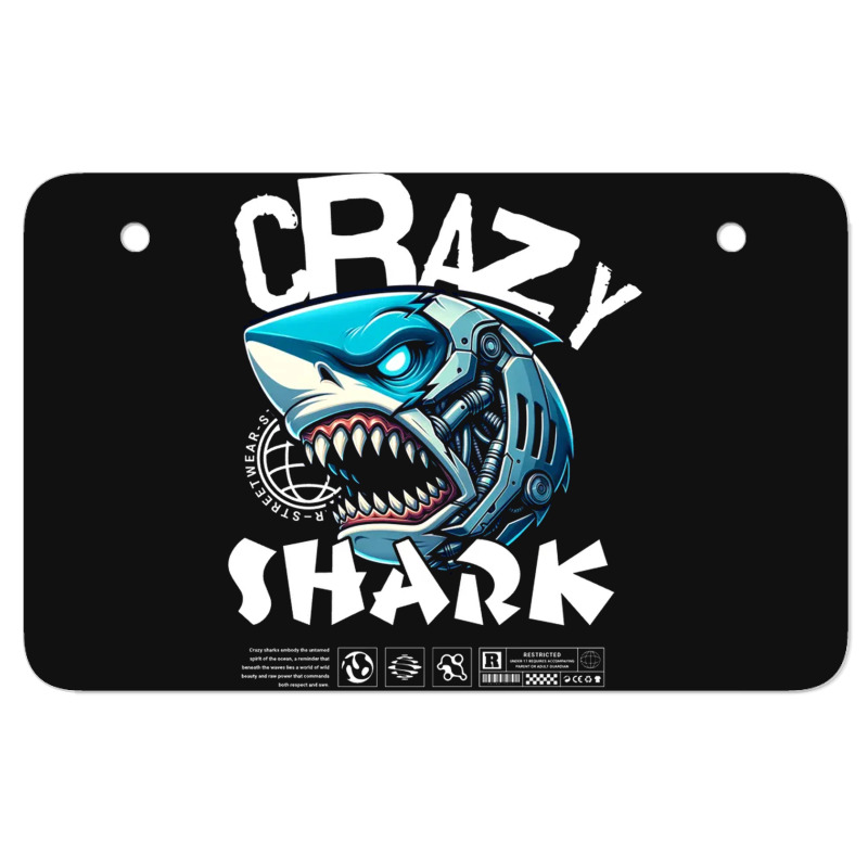 Crazy Shark Atv License Plate | Artistshot