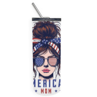 Messy Bun Hair American Flag Skinny Tumbler | Artistshot