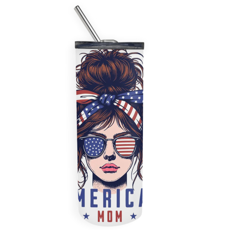 Messy Bun Hair American Flag Skinny Tumbler | Artistshot