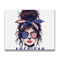 Messy Bun Hair American Flag Metal Print Horizontal | Artistshot