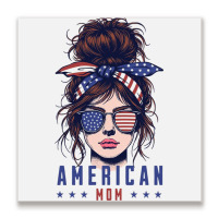 Messy Bun Hair American Flag Metal Print Square | Artistshot