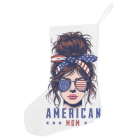 Messy Bun Hair American Flag Holiday Stocking | Artistshot