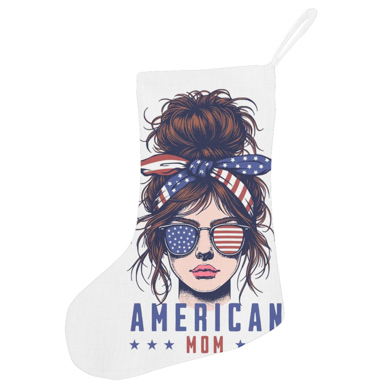 Messy Bun Hair American Flag Holiday Stocking | Artistshot