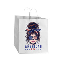 Messy Bun Hair American Flag Take Out Paper Bag - 14 X 10 X 15 1/2 | Artistshot