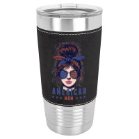 Messy Bun Hair American Flag Leatherette Tumbler | Artistshot