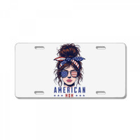 Messy Bun Hair American Flag License Plate | Artistshot