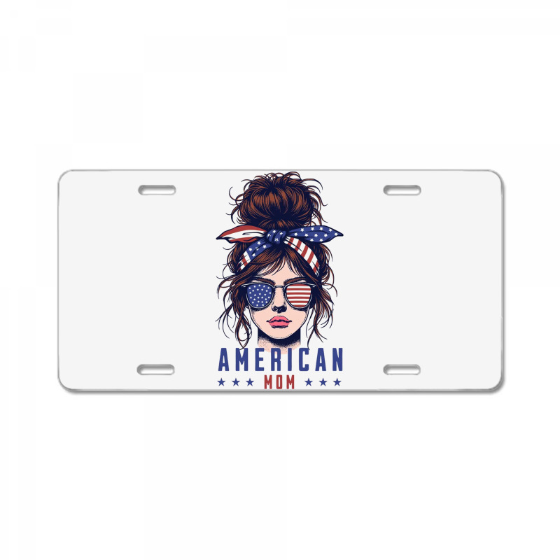 Messy Bun Hair American Flag License Plate | Artistshot