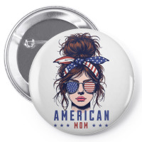 Messy Bun Hair American Flag Pin-back Button | Artistshot