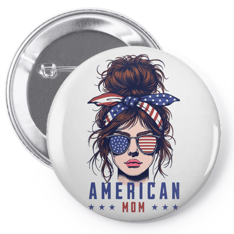 Messy Bun Hair American Flag Pin-back Button | Artistshot