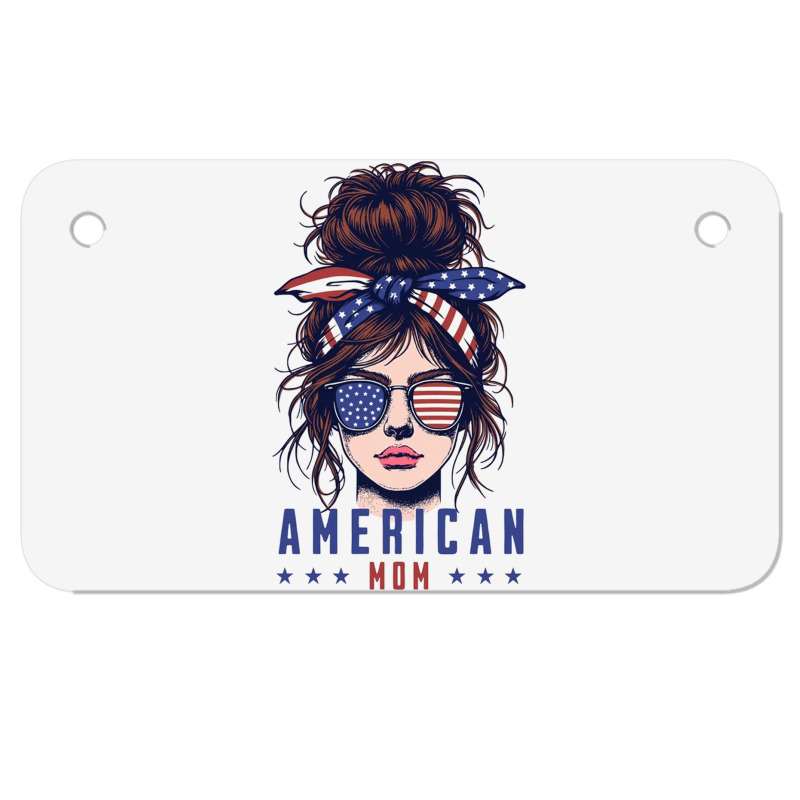 Messy Bun Hair American Flag Motorcycle License Plate | Artistshot