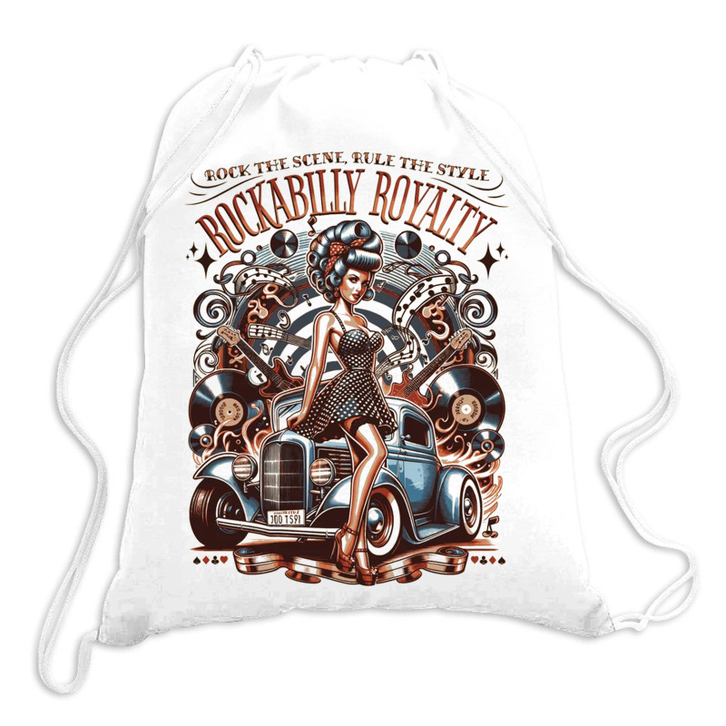 Rockabilly Royalty Drawstring Bags | Artistshot