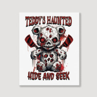 Scary Haunted Teddy Halloween Portrait Canvas Print | Artistshot