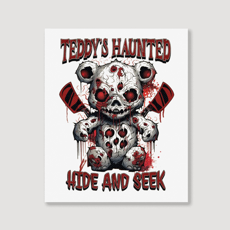 Scary Haunted Teddy Halloween Portrait Canvas Print | Artistshot