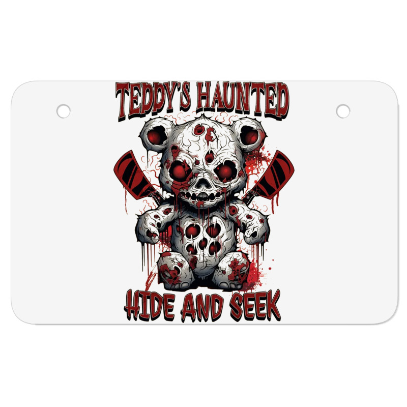 Scary Haunted Teddy Halloween Atv License Plate | Artistshot