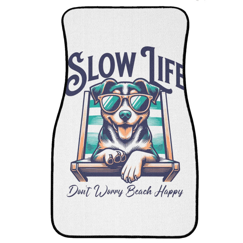 Slow Life - Dog Beach Graphic Front Car Mat | Artistshot