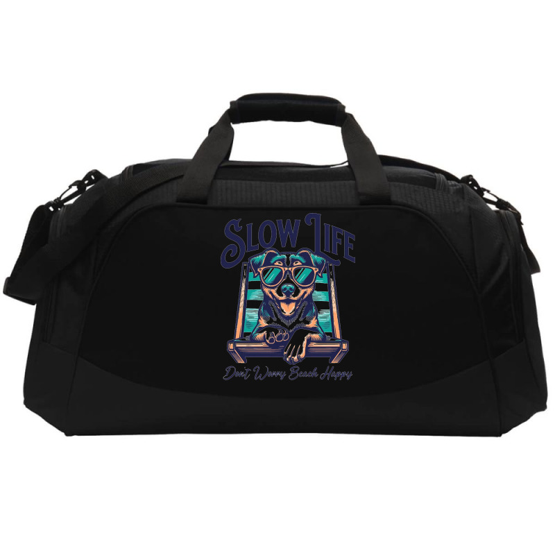 Slow Life - Dog Beach Graphic Active Duffel | Artistshot