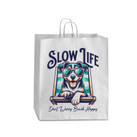 Slow Life - Dog Beach Graphic Queen Paper Bag - 16 X 6 X 19 1/4 | Artistshot