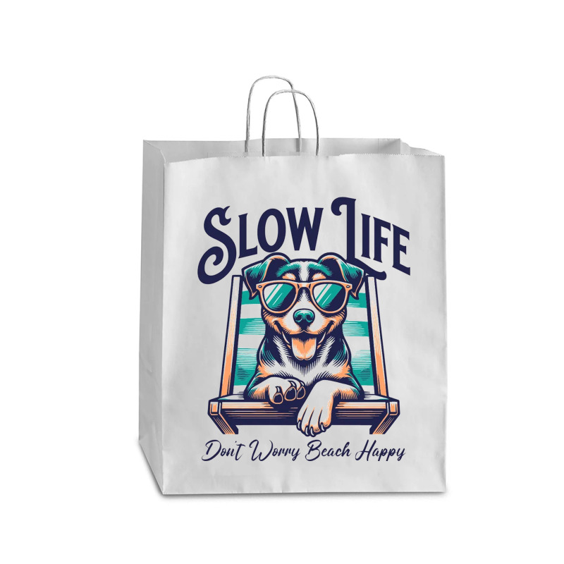 Slow Life - Dog Beach Graphic Queen Paper Bag - 16 X 6 X 19 1/4 | Artistshot