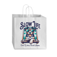 Slow Life - Dog Beach Graphic Vogue Paper Bag - 16 X 6 X 12 | Artistshot